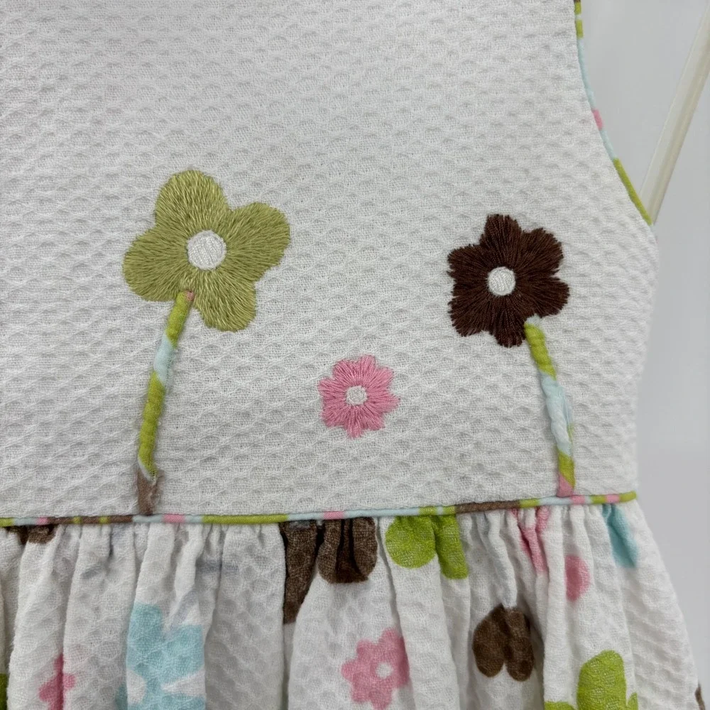 Sarah Louise Floral Dress Kids 2Y White Hand Embroidered Seersucker Easter Bows